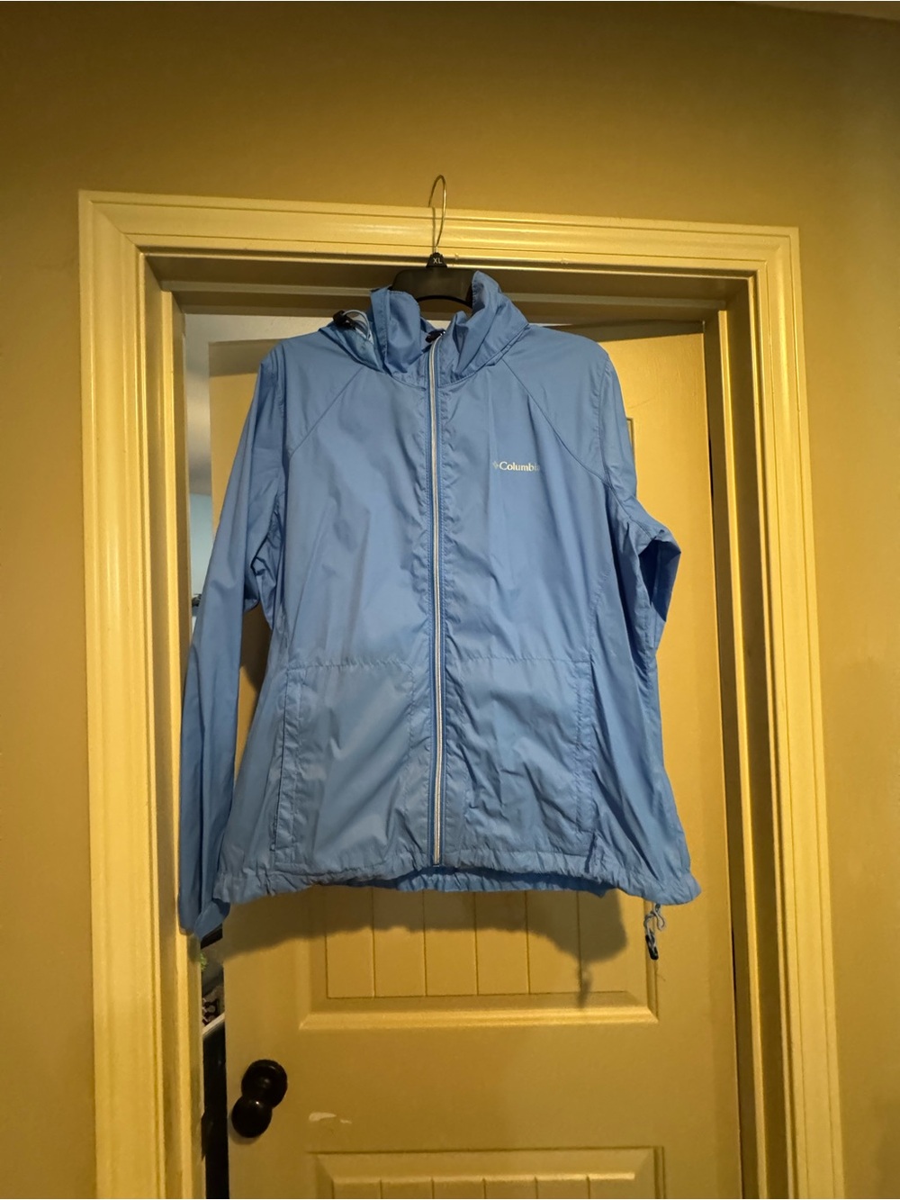 Columbia Light Blue Hooded Windbreaker Jacket